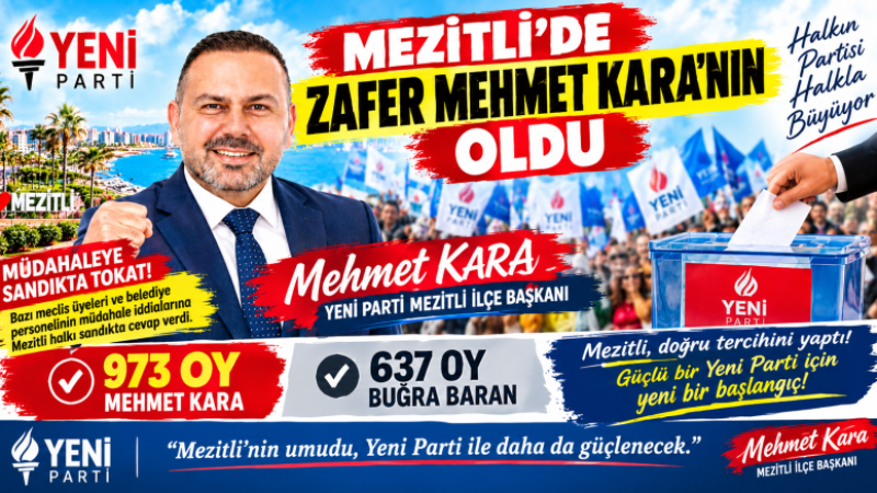 Mezitli Yeni Parti'de Saldırı Ters Tepti:Mehmet Kara Kazandı